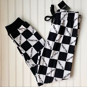 “Tokyo” checkered sweatpant joggers